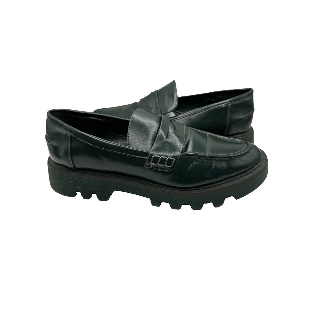 ZARA GREEN TREADED SOLE CHUNKY LOAFERS SHOES SIZE 11